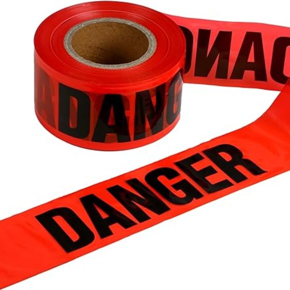 Comfitwear PT-200 Red Danger Barricade Tape, 3" Wide Tape Roll Single Pack - Picture 2 of 4